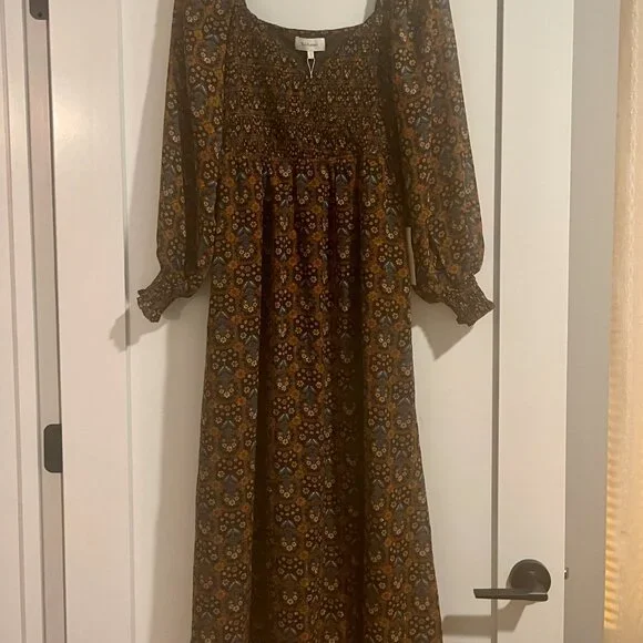 Small bohme Brown Floral Bohemian Maxi Dress (NEVER WORN) - Picture 3 of 7